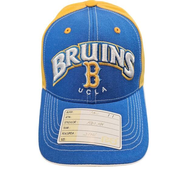 Vtg UCLA Bruins Strapback Hat Cap Blue Yellow Wool 90s College Sports California - Picture 1 of 9